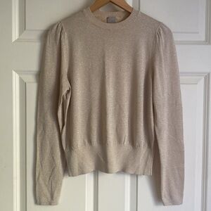 H&M Sweater Size M Ruched Long Sleeve Champagne Metallic Classic Minimalist Y2K